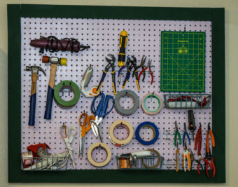 A Pegboard for craft supply storage